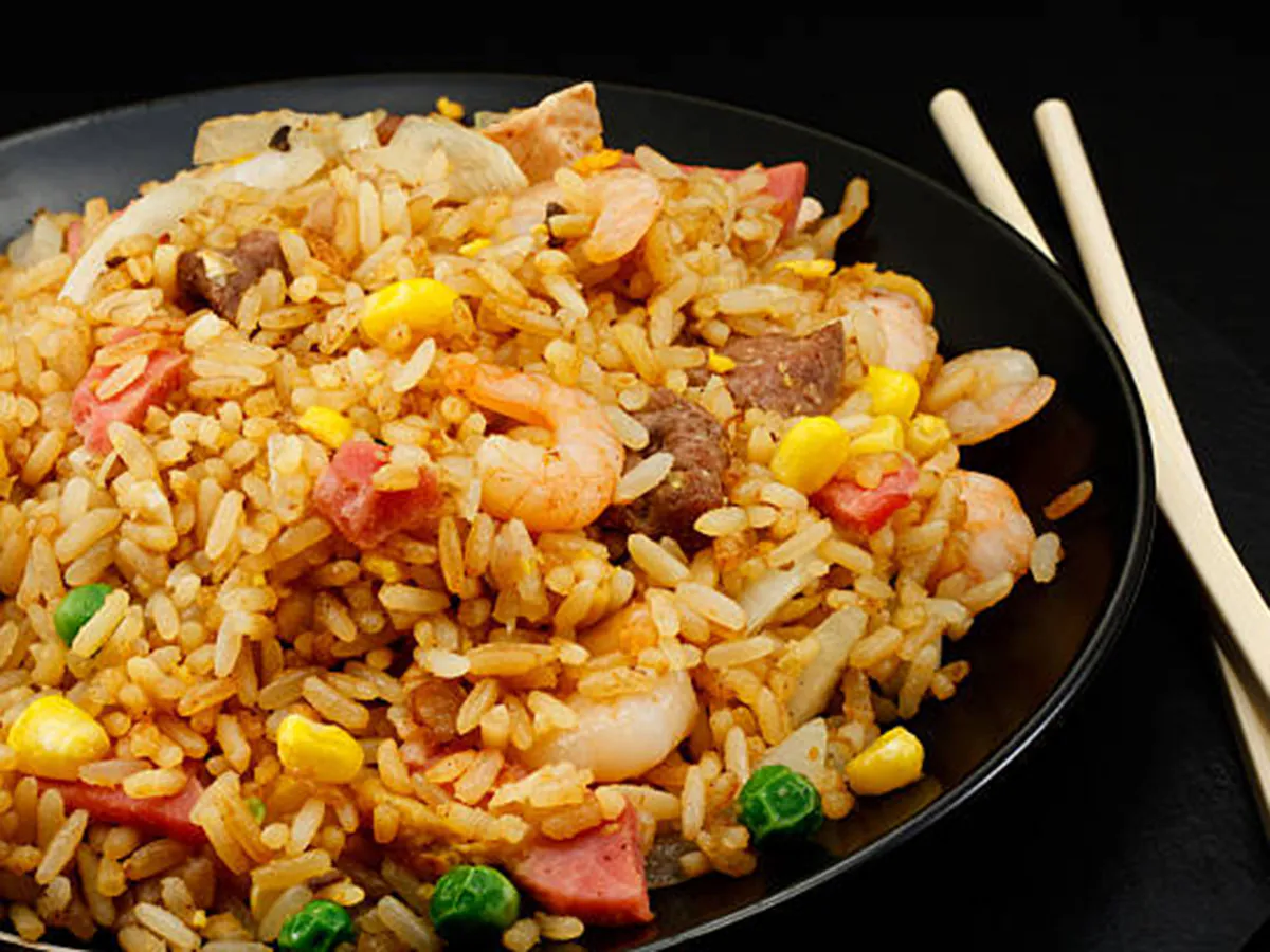 Fried rice with shrimp, ham and mixed vegetables at A One Dumplings & Noodle Bar, a Chinese Restaurant in Bee Cave