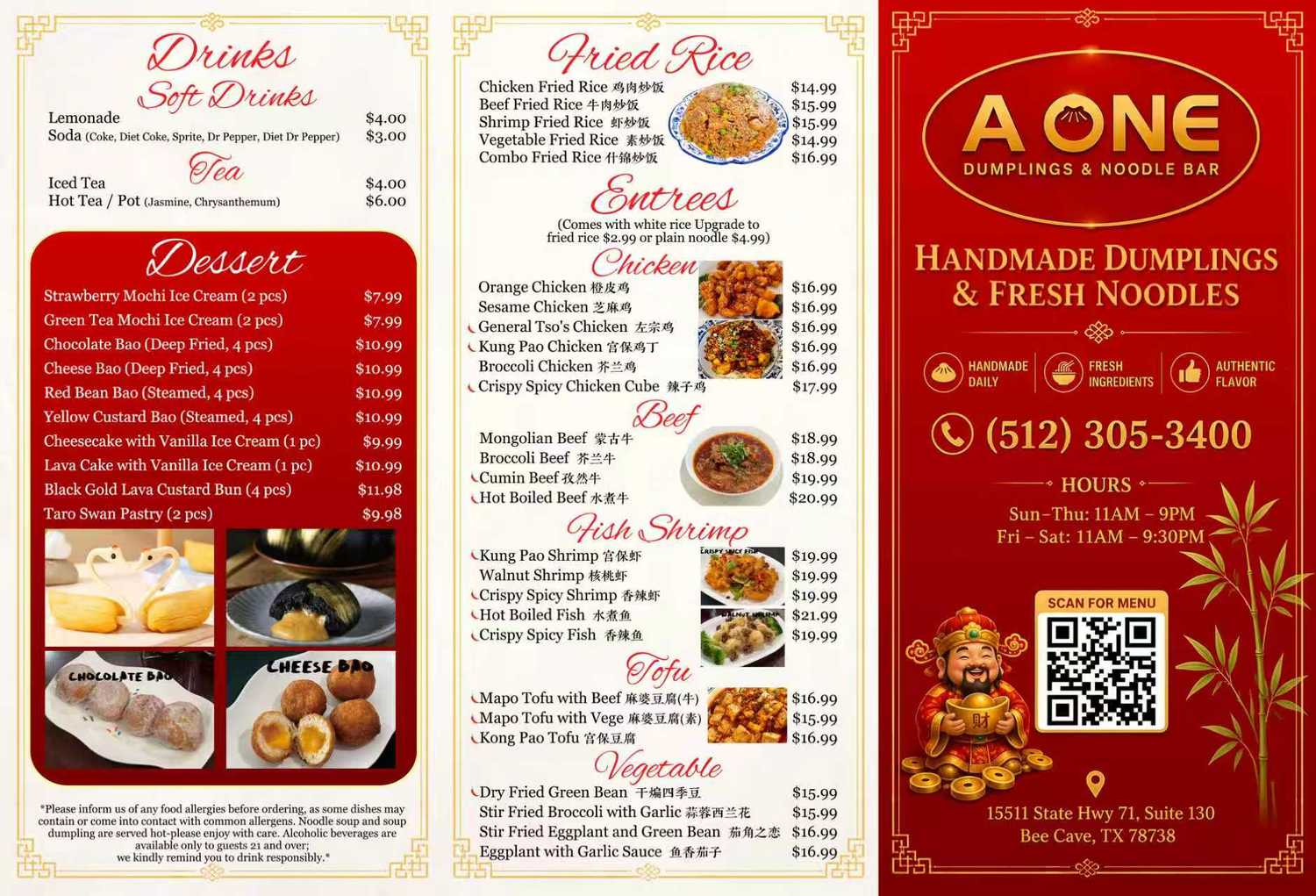 Restaurant menu 2, detailed description provided below
